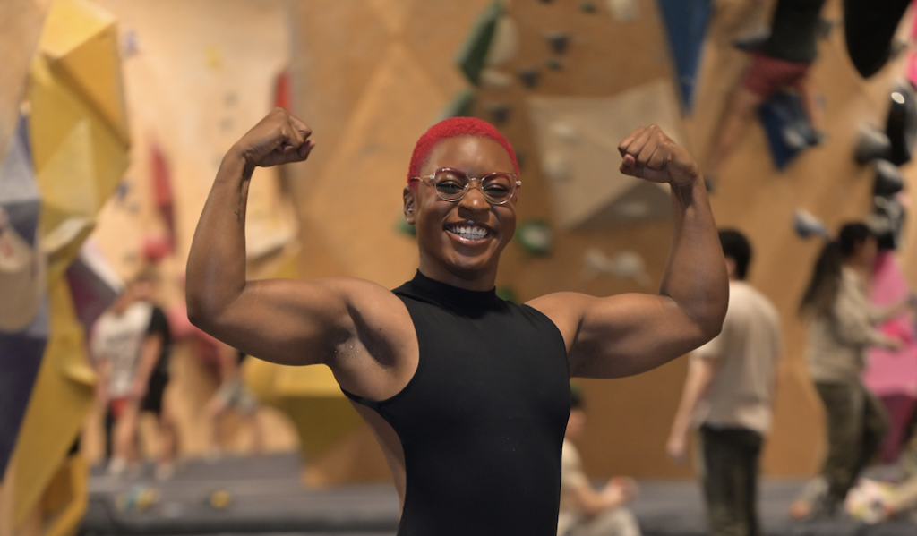 Fitness Instructor at North Mass Bria Bradley Flexing