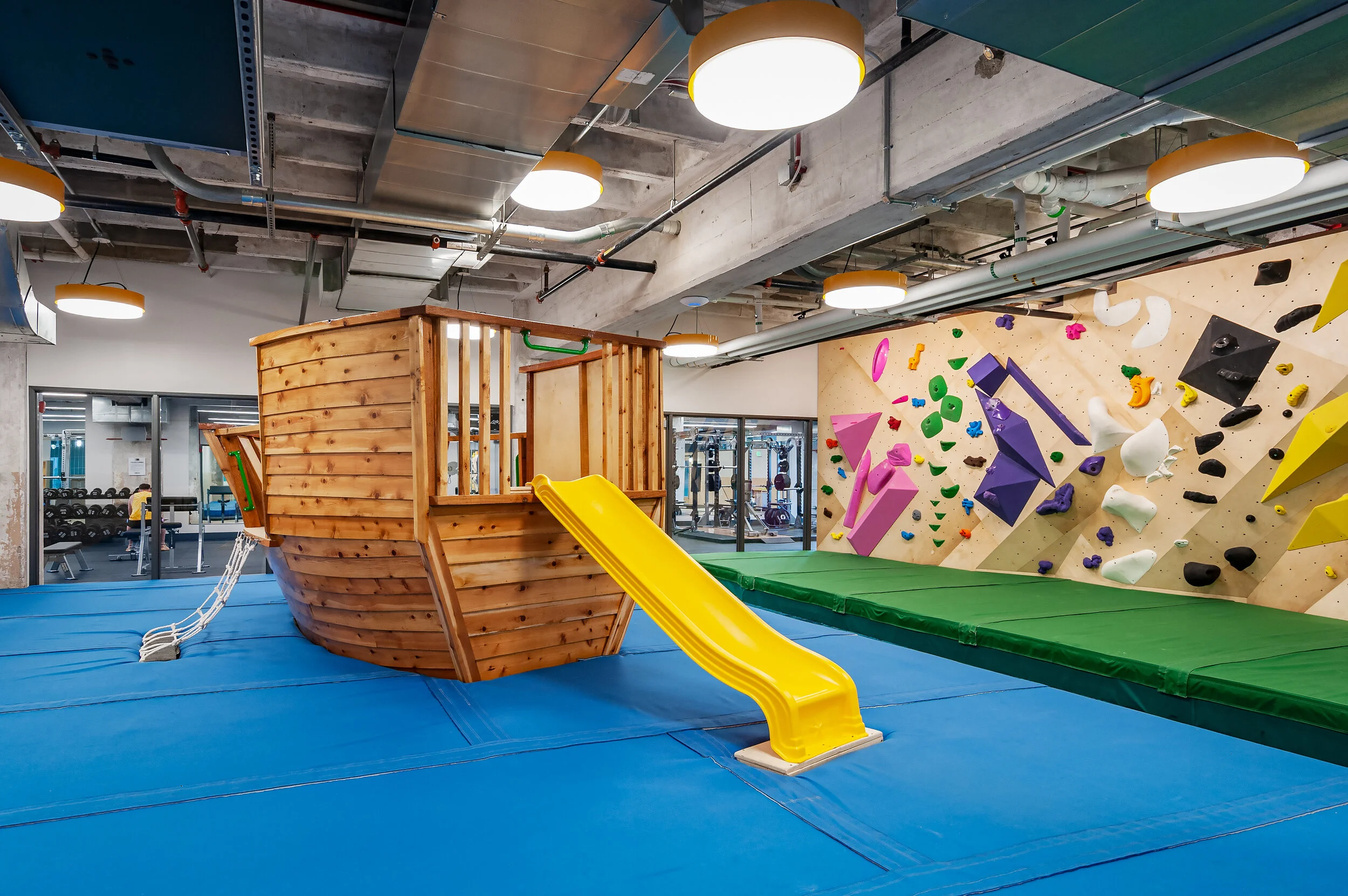 Kids room at North Mass (slide and climbing wall)